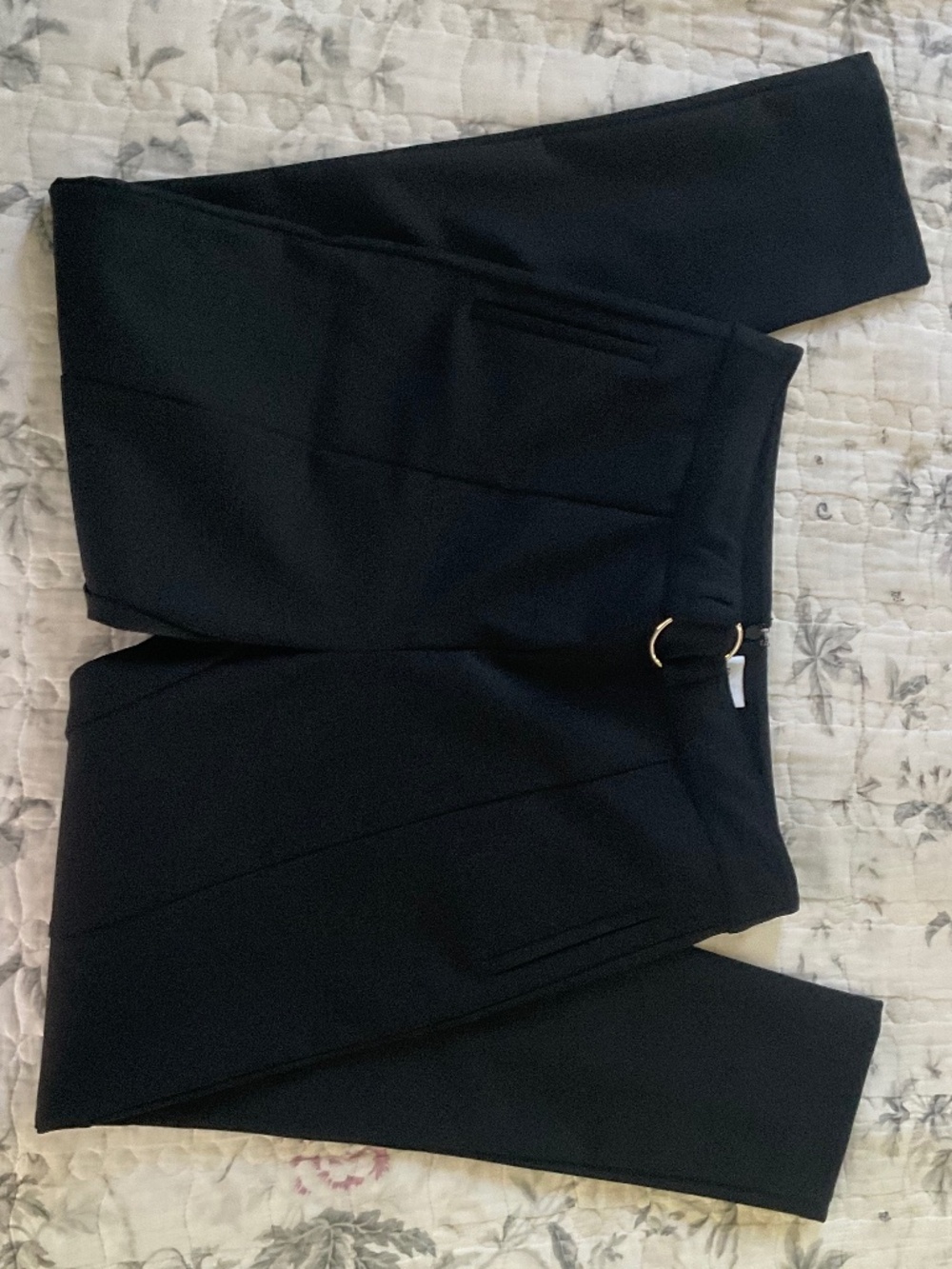 SHEIKE Black Trousers Dress Pants w/ Front Seams Gold Belt Accent - Picture 4 of 12